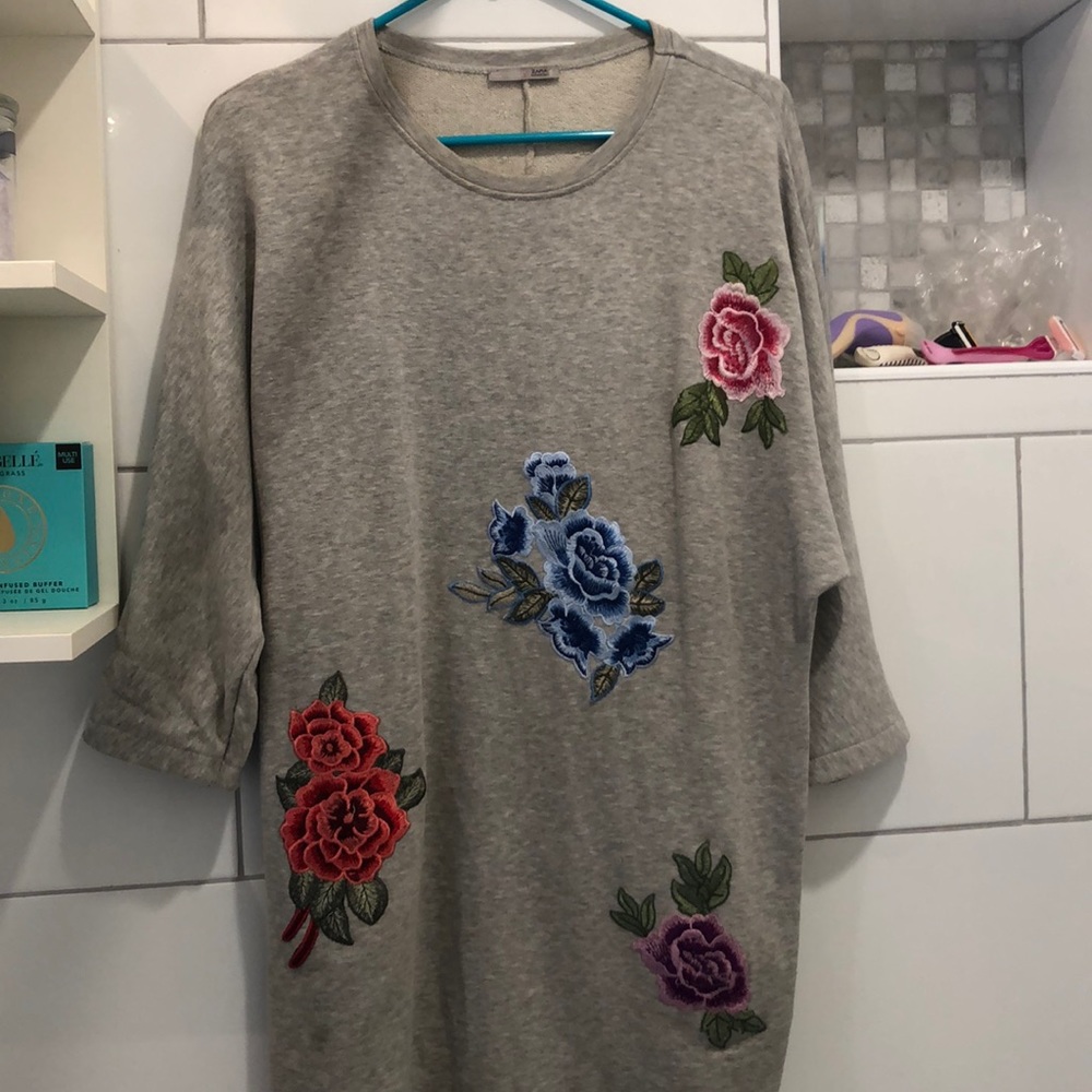 Embroidery sweatshirt dress